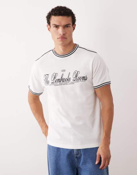 ASOS DESIGN – Schweres Regular-Fit-T-Shirt in strukturiertem Weiß mit Brust-Print - view 1