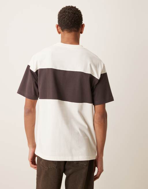 ASOS DESIGN – Schweres Relaxed-Fit-T-Shirt in Creme mit farblich abgesetztem Einsatz, 3 von 5