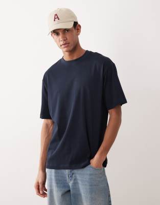 Schweres Relaxed-Fit-T-Shirt in Marineblau Marineblau 2XL
