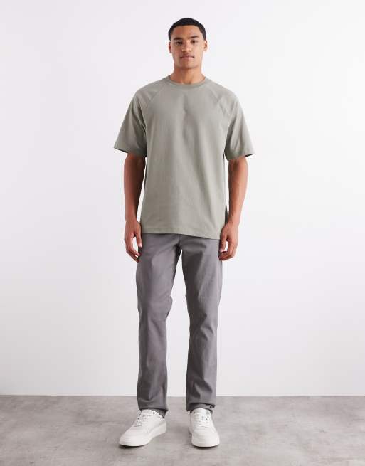 ASOS DESIGN – Schweres Relaxed-Fit-T-Shirt mit Raglanärmeln in Khaki, 240 g/m², 2 von 6