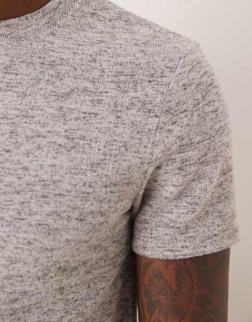 ASOS DESIGN – Schweres, schmal geschnittenes T-Shirt in meliertem Grau mit angerauter Struktur  , 3 von 5