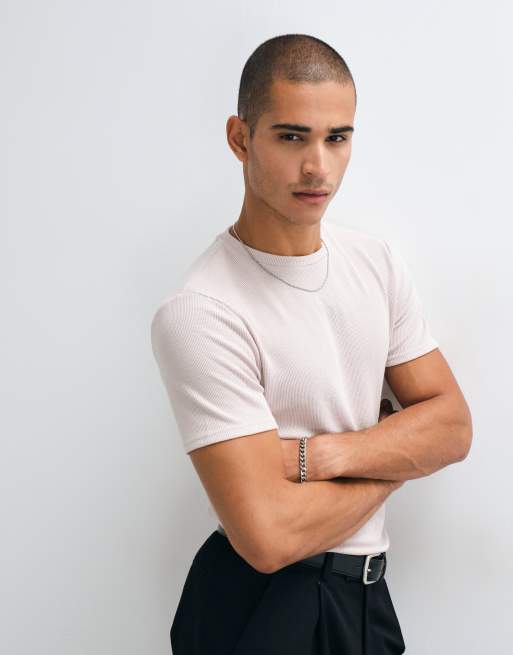 ASOS DESIGN schweres Slim-Fit-T-Shirt in grauer Waffelstruktur, 5 von 5