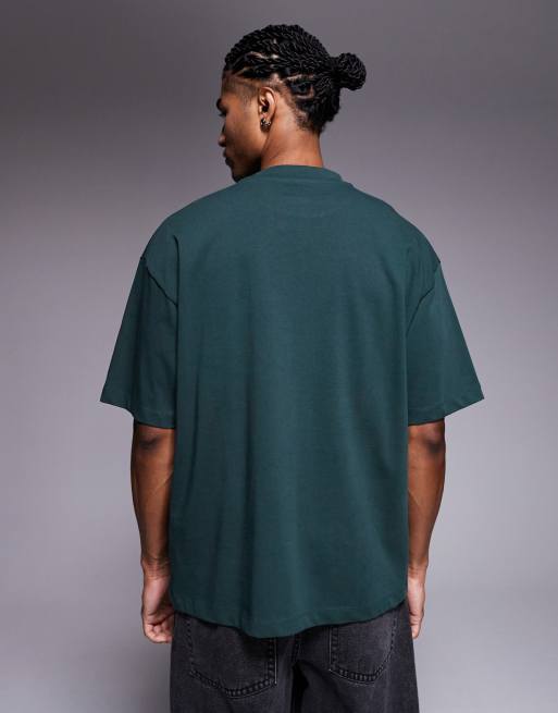 ASOS DESIGN – Schweres Super-Oversize-T-Shirt in Dunkelgrün   , 3 von 5