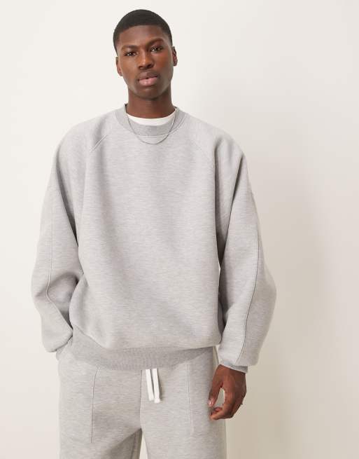 ASOS DESIGN – Schweres Sweatshirt aus Scubastoff in meliertem Grau mit Super-Oversize-Schnitt