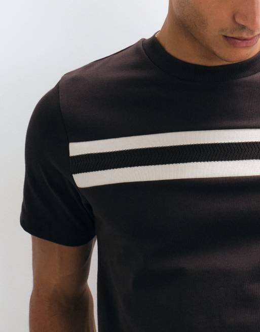 ASOS DESIGN schweres T-Shirt in normaler Passform mit kontrastierenden Abschlüssen in Braun, 3 von 5