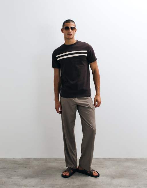 ASOS DESIGN schweres T-Shirt in normaler Passform mit kontrastierenden Abschlüssen in Braun, 5 von 5