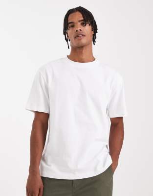 Schweres T-Shirt in Weiß mit lockerem Schnitt Weiß XS