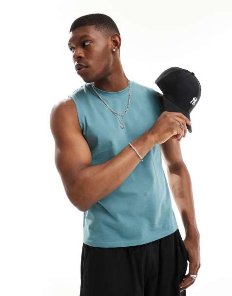 ASOS DESIGN – Schweres Tanktop in Mittelgrün - view 1