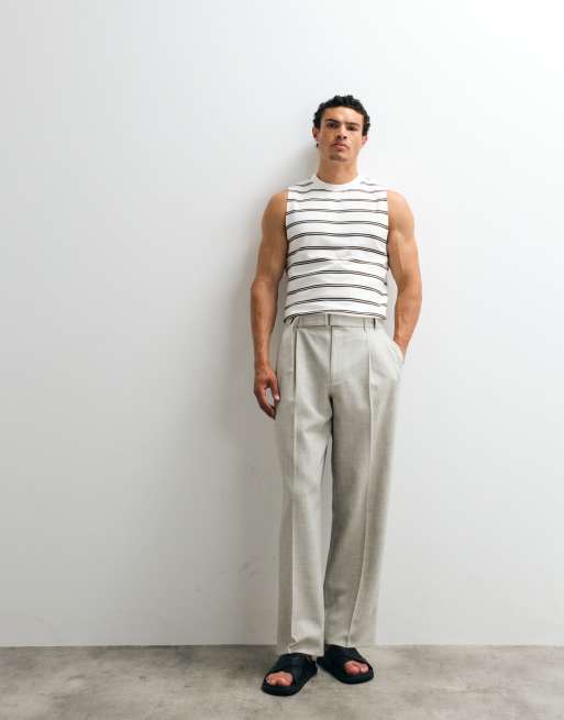 ASOS DESIGN – Schweres Tanktop in Wollweiß und Braun gestreift mit regulärer Passform, 2 von 7