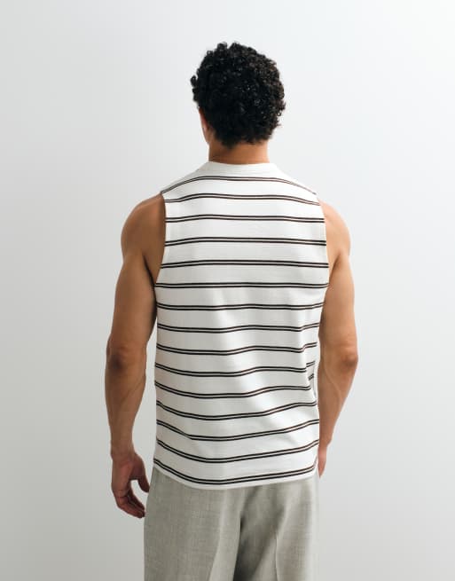 ASOS DESIGN – Schweres Tanktop in Wollweiß und Braun gestreift mit regulärer Passform, 3 von 7