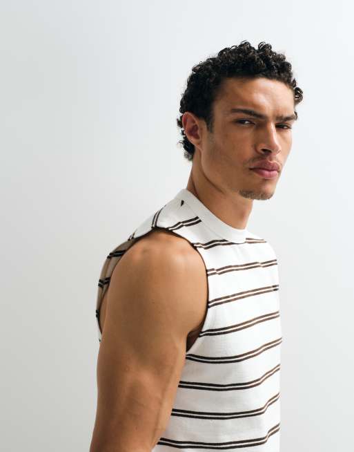 ASOS DESIGN – Schweres Tanktop in Wollweiß und Braun gestreift mit regulärer Passform, 4 von 7