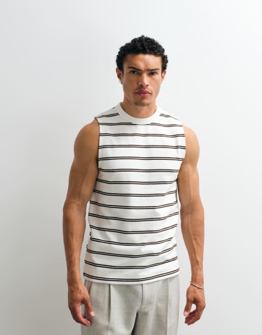 ASOS DESIGN – Schweres Tanktop in Wollweiß und Braun gestreift mit regulärer Passform, 5 von 7