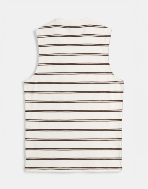 ASOS DESIGN – Schweres Tanktop in Wollweiß und Braun gestreift mit regulärer Passform, 7 von 7