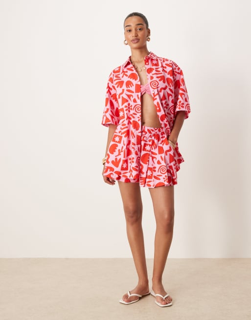 ASOS DESIGN – Schwingende Schlupf-Shorts mit Faltendetail und Kunstprint, Kombiteil, 2 von 4