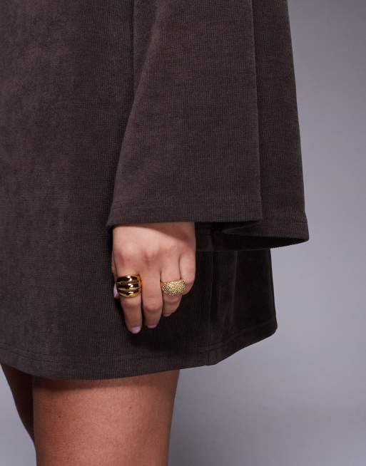 ASOS DESIGN – Schwingendes Minikleid aus Cord in Schokobraun mit weiten Ärmeln, 4 von 4