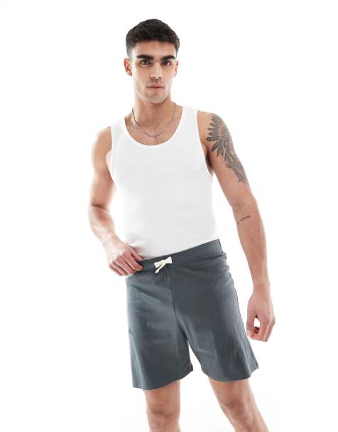 ASOS DESIGN – Ściągane na sznurek ciemnoszare szorty od piżamy - view 1