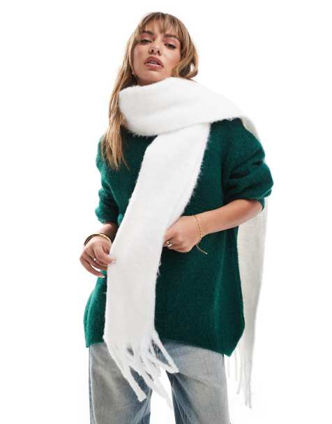 ASOS DESIGN - Sciarpa bianco inverno vaporosa con frange - view 1