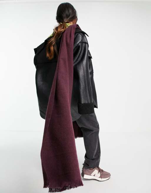 ASOS DESIGN - Sciarpa con bordo grezzo color melanzana - PURPLE, 3 di 4