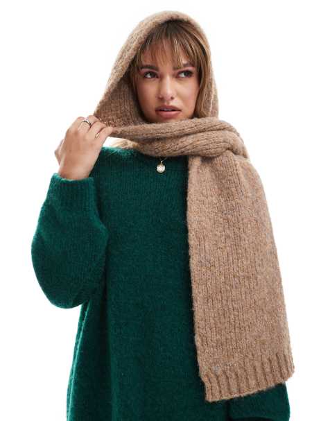 ASOS DESIGN - Sciarpa in maglia misto lana color cammello - view 1