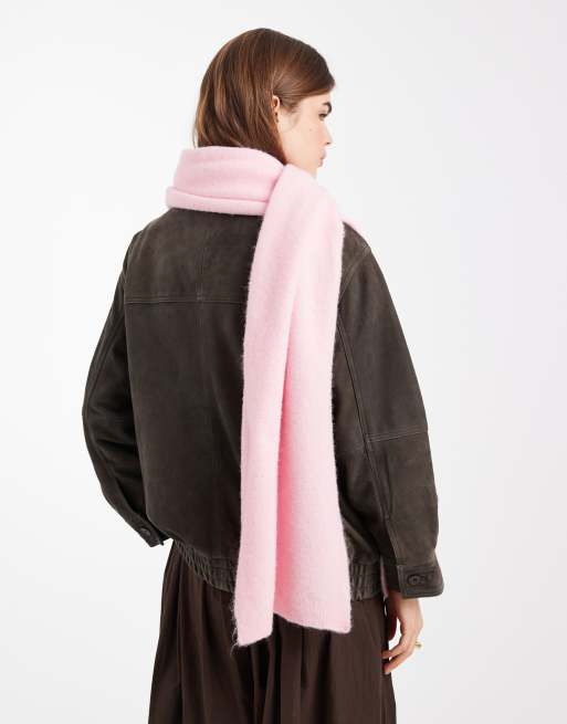 ASOS DESIGN - Sciarpa in maglia soffice rosa misto lana, 3 di 3