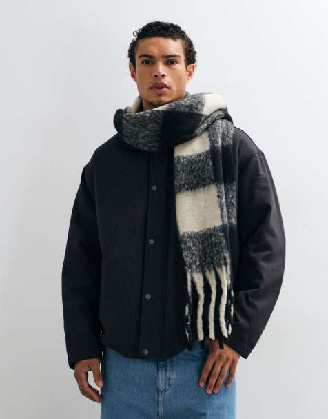 ASOS DESIGN sciarpa in tessuto spazzolato a quadri nera - view 1