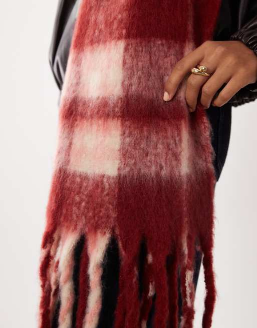 ASOS DESIGN sciarpa intrecciata a quadri rossi, 2 di 3