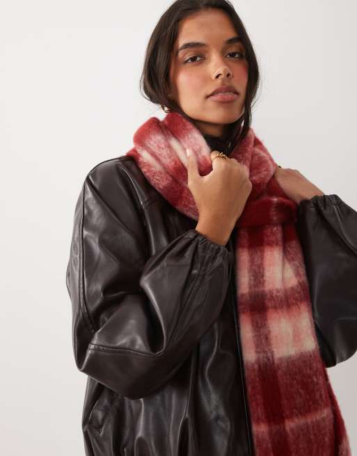 ASOS DESIGN sciarpa intrecciata a quadri rossi, 3 di 3