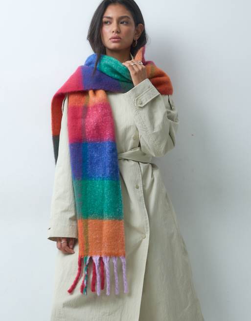 ASOS DESIGN sciarpa intrecciata con motivo a quadri vivaci multicolore, 3 di 4