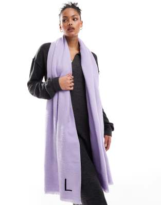 ASOS DESIGN - Sciarpa lilla con monogramma con iniziale “L” e bordi grezzi - view 1