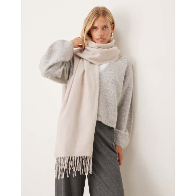 ASOS DESIGN Sciarpa morbidissima color écru con frange ASOS