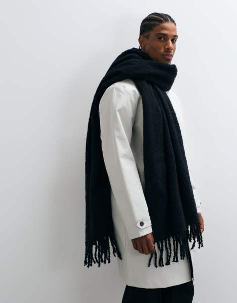 ASOS DESIGN sciarpa oversize testurizzata con effetto spazzolato nera - view 1
