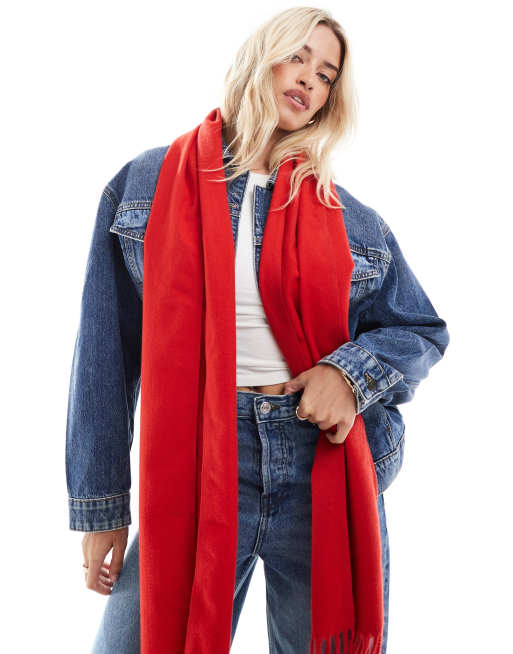 ASOS DESIGN - Sciarpa rossa con frange, 2 di 4