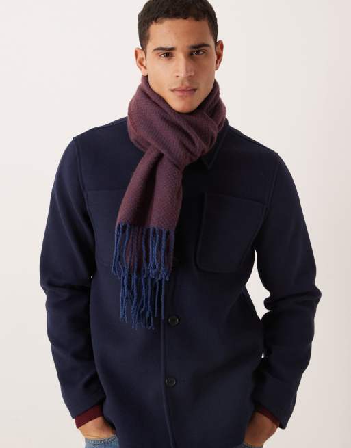 ASOS DESIGN - Sciarpa rosso bordeaux premium in lana con motivo a spina di pesce, 2 di 3