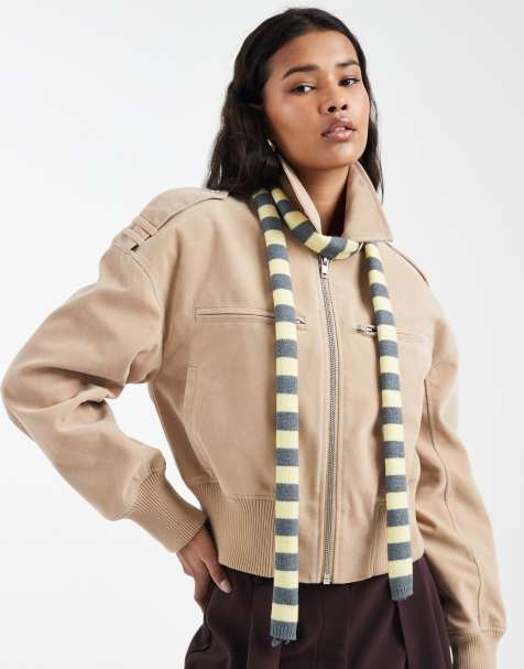 ASOS DESIGN - Sciarpa skinny in maglia color latticello e antracite a righe - view 1