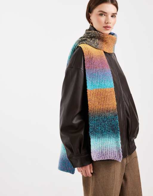 ASOS DESIGN - Sciarpa skinny misto lana intrecciata multicolore