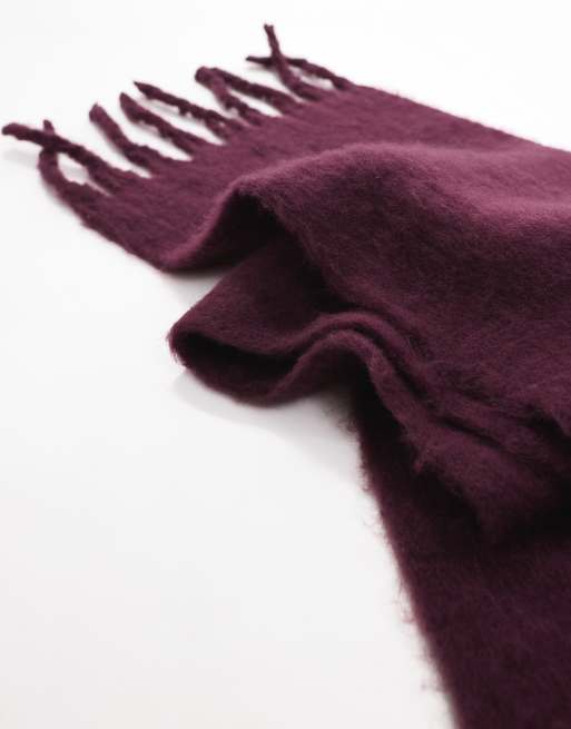 ASOS DESIGN - Sciarpa soffice bordeaux con frange, 4 di 4