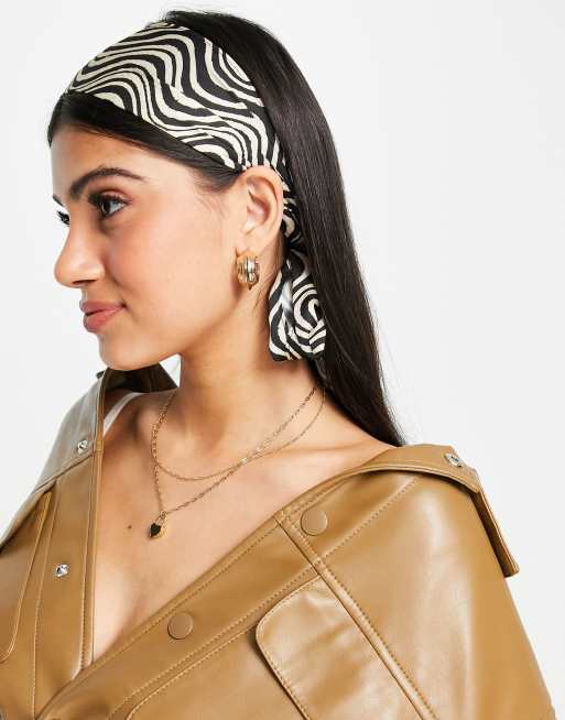 ASOS DESIGN - Sciarpa sottile con stampa astratta - MGREEN