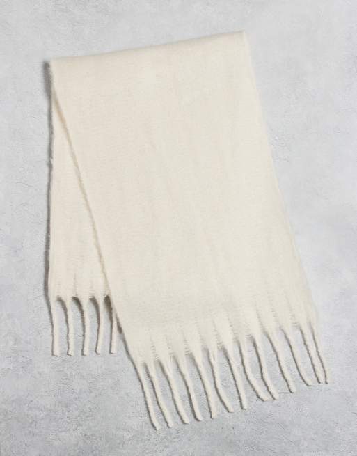 ASOS DESIGN - Sciarpa spazzolata color crema, 3 di 4