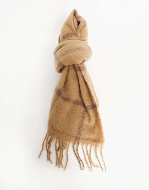 ASOS DESIGN - Sciarpa stile coperta color cammello a quadri