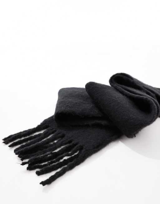 ASOS DESIGN - Sciarpa stile coperta nera soffice, 4 di 4