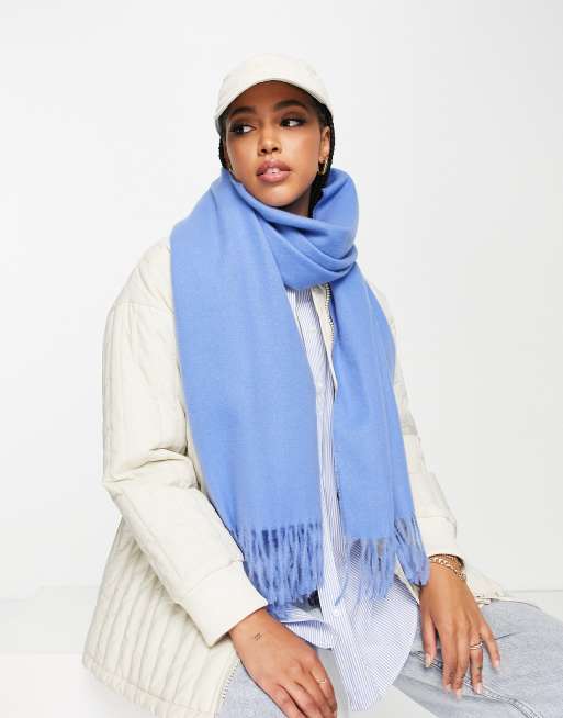 ASOS DESIGN - Sciarpa super morbida blu acceso con nappe, 3 di 4