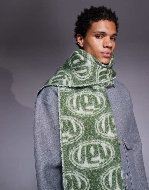 ASOS DESIGN - Sciarpa verde double-face con stampa, 2 di 3