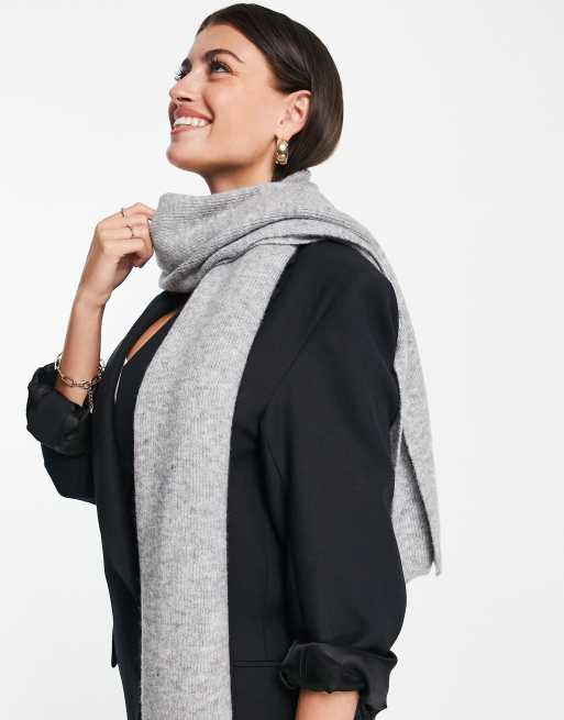 ASOS DESIGN - Sciarpe in maglia a coste grigio medio, 2 di 4
