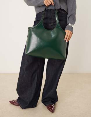 Asos Design Scoop Arm Tote Bag In Green