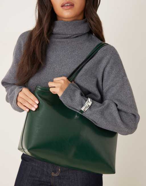 ASOS DESIGN scoop arm tote bag in dark green