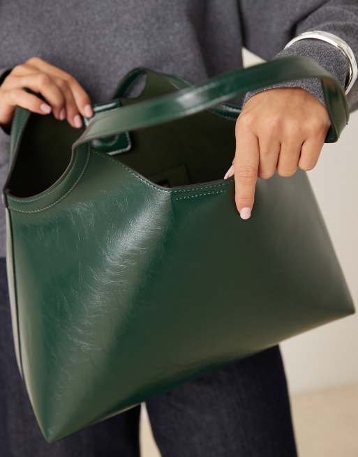 ASOS DESIGN scoop arm tote bag in dark green