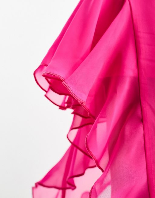 ASOS DESIGN one shoulder hot fix mini dress in pink blush