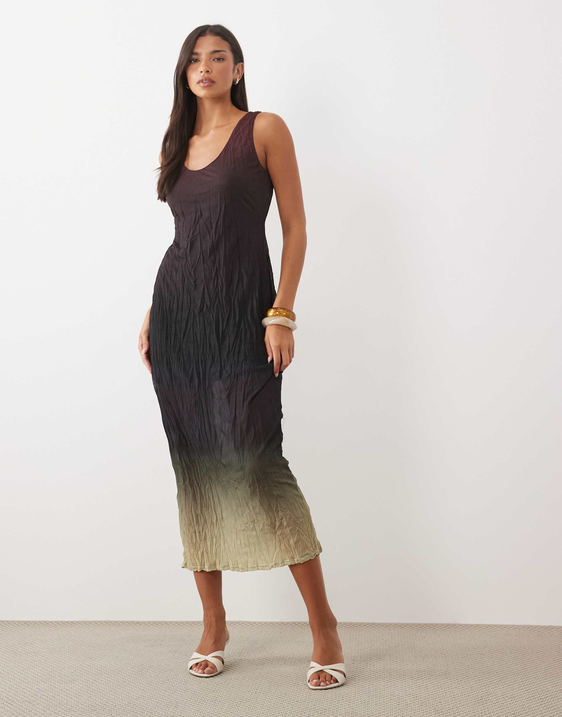 asos design scoop back maxi dress in dip dye