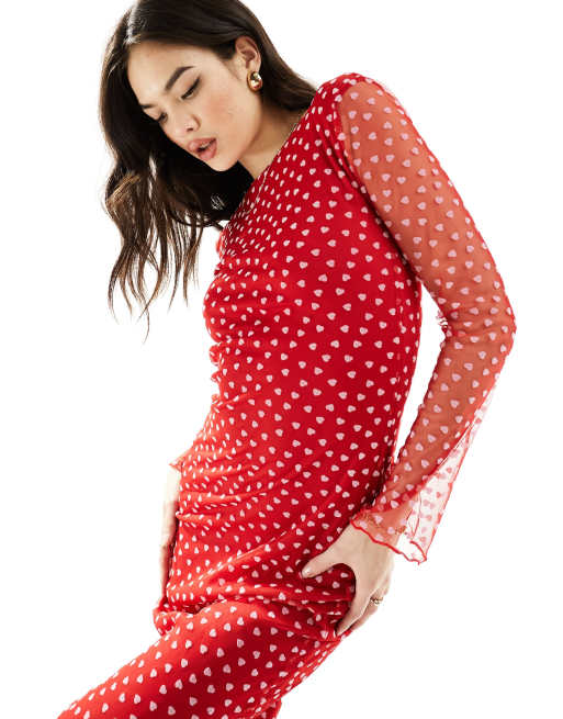 Asos red store polka dot dress