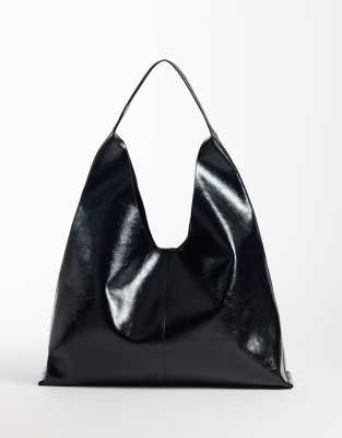 Asos Design Scoop Bonded Tote Bag In Black